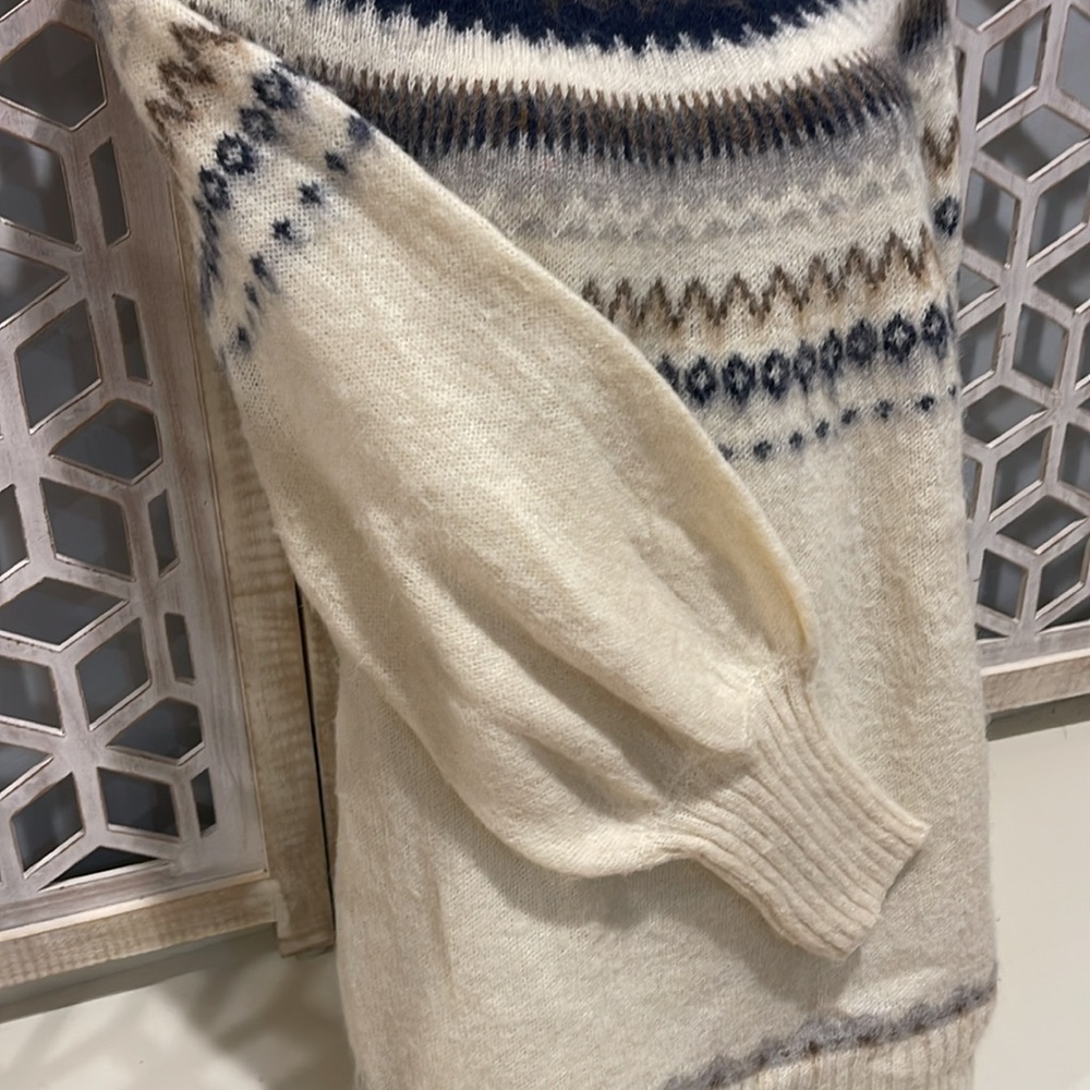 J Crew Fair Isle Yoke Puff Sleeve Sweater Women's
M Cream Wool Alpaca Casual ✨ - Picture 7 of 12